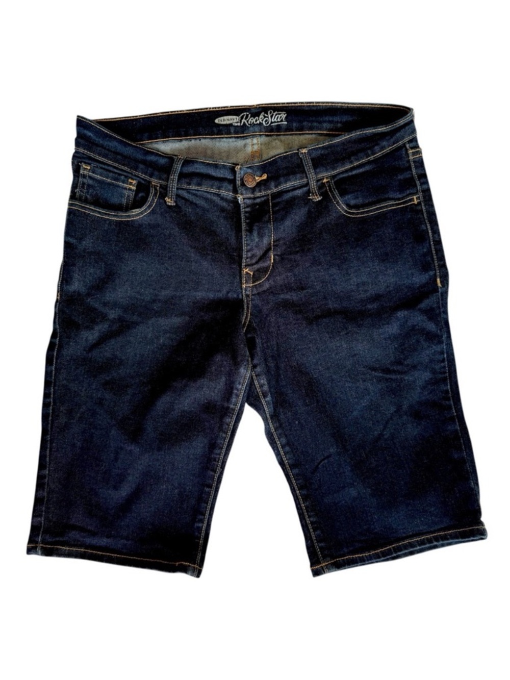 Old Navy The Rockstar Dark Denim Bermuda Shorts Size 14 Coastal Resort Festival